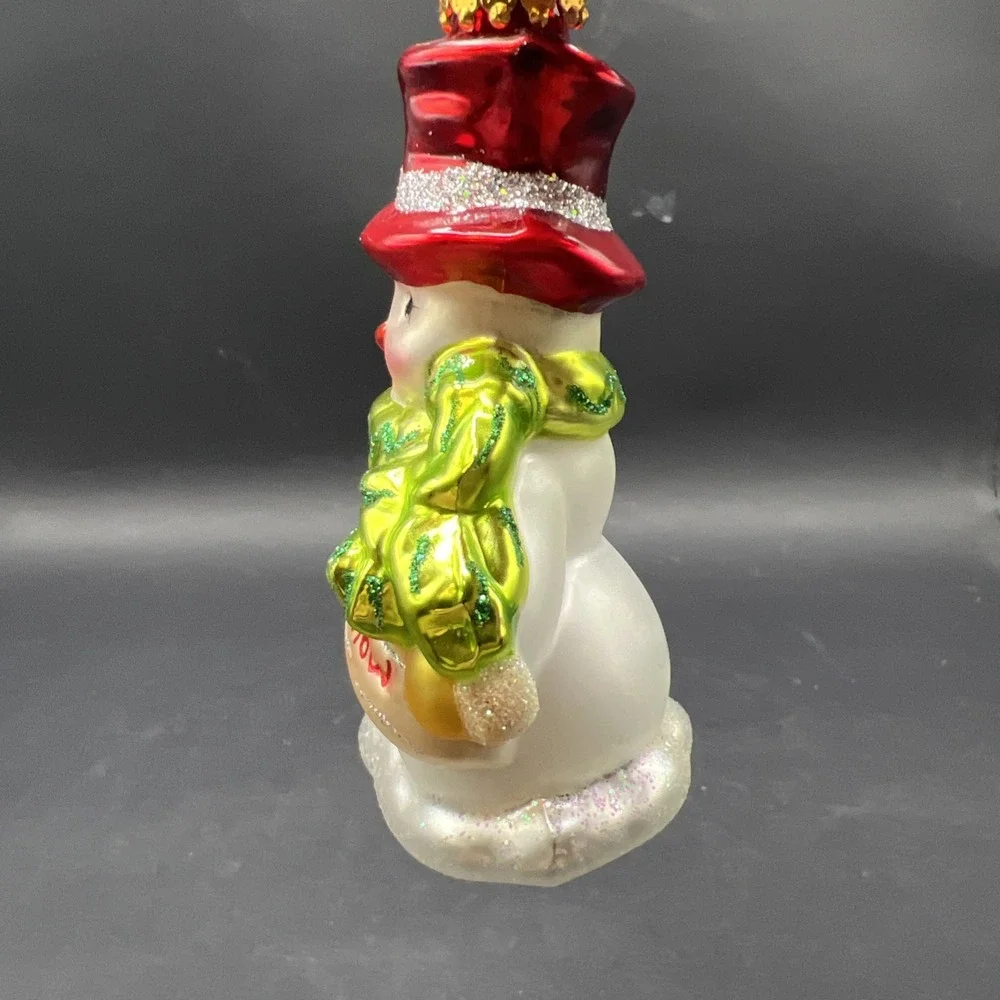 Vintage Christopher Radko Glass Let It Snow Snowman Christmas Ornament